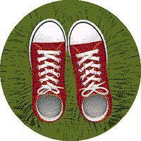 Коврик детский Кеды на траве фризе MANGO 11169-130 КРУГ