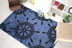 Ковер МОРСКОЙ Корабельные Штурвалы синий