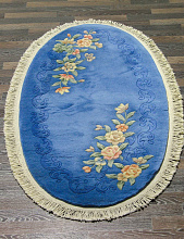 Ковер 90 LINE WOOLEN HANDK-KNOTTED A-116 BLUE Овал