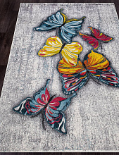 с бабочками RIO C064 GRAY-MULTICOLOR