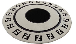 Ковер ручной работы FENDI-7 круглый черно-белый
