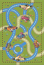 Детский ковер Гоночная трасса зеленый