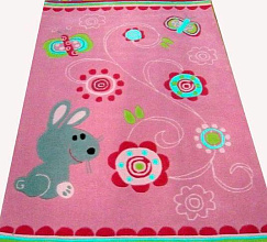 Детский ковер Цветы Бабочки и Зайчик ручной работы  JOY 10 3356