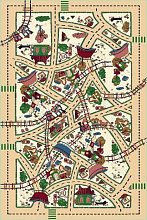 Детский ковер Веселые дорожки бежевый с зеленым